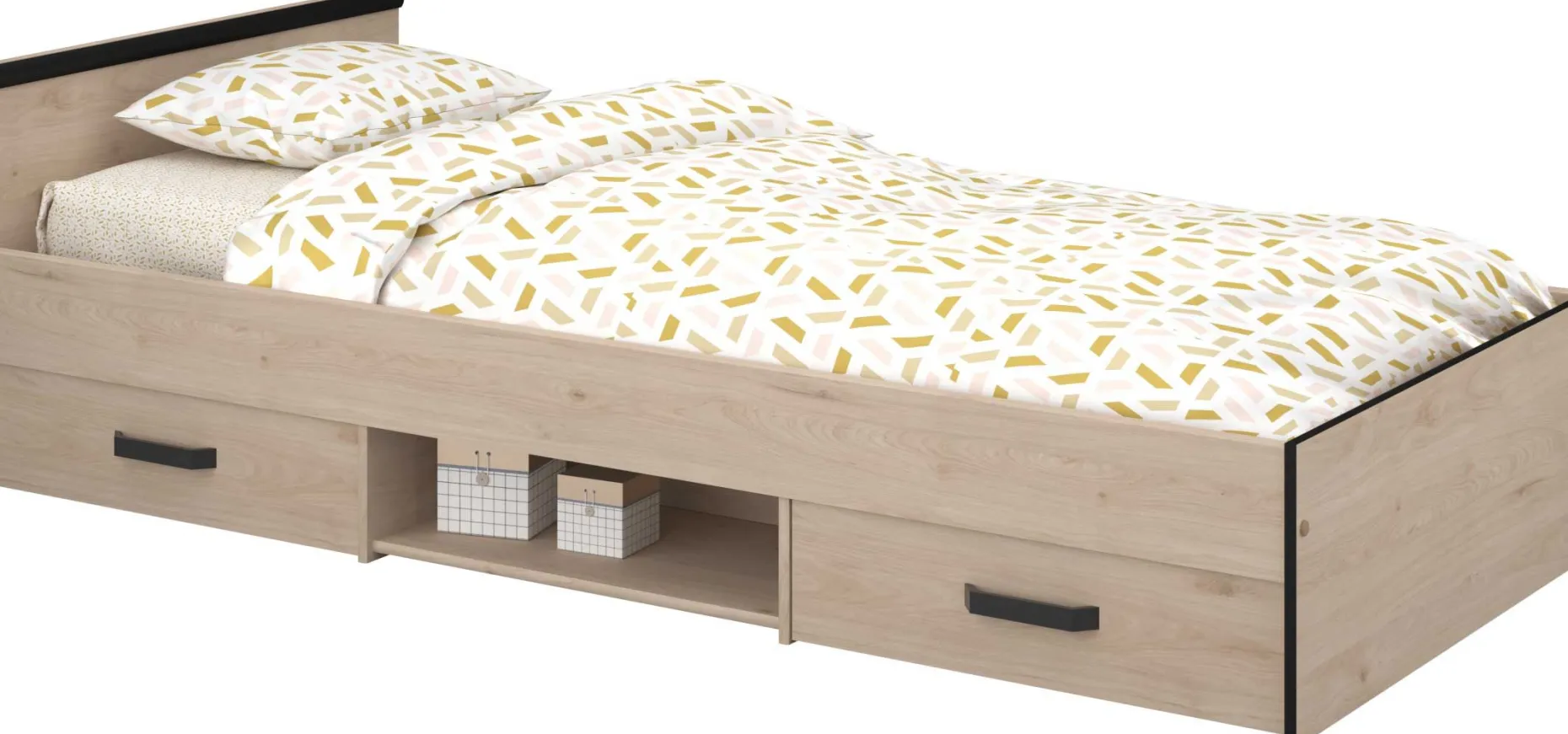 Kinderbett Alma 90x200 mit Stauraum - eichendekor