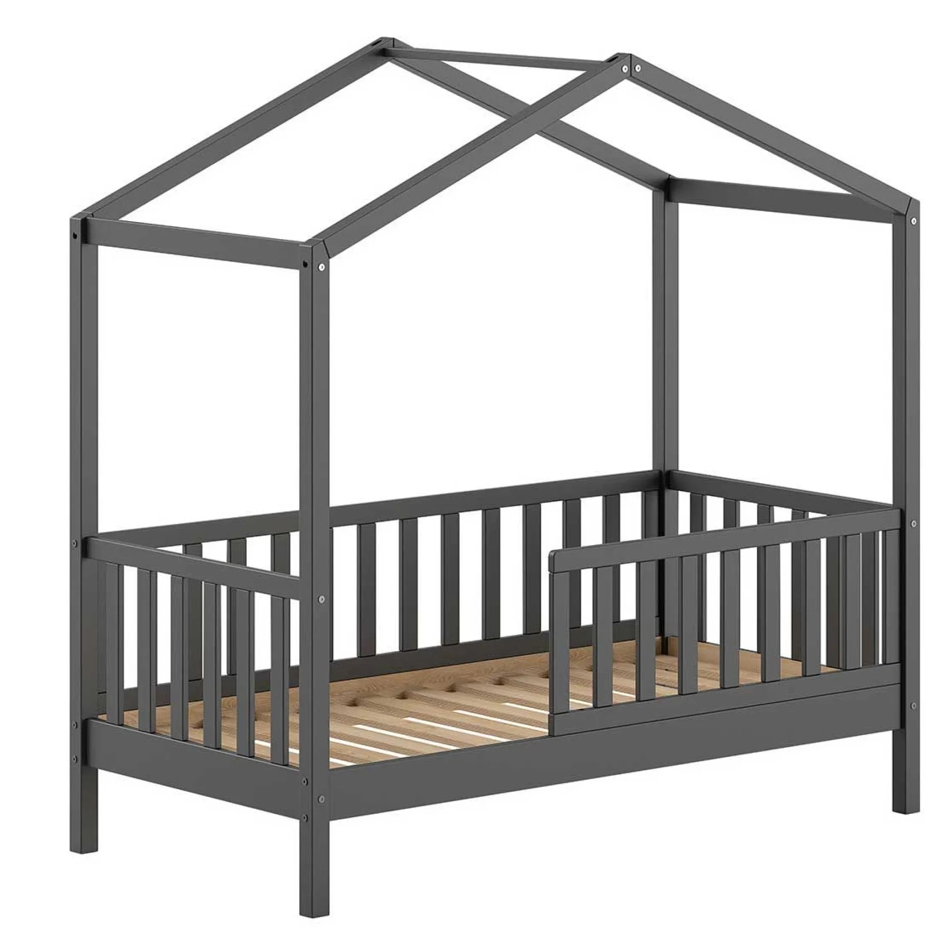 Kinderbett Dallas - 70x140 cm - Schwarz/Massivkiefer