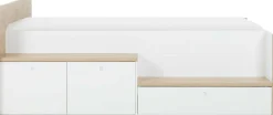 Kinderbett Matis - 90x200cm - mit Stauraum - weiß/kastanjedecor