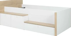 Kinderbett Matis - 90x200cm - mit Stauraum - weiß/kastanjedecor