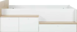 Kinderbett Matis - 90x200cm - mit Stauraum - weiß/kastanjedecor