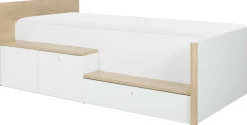 Kinderbett Matis - 90x200cm - mit Stauraum - weiß/kastanjedecor