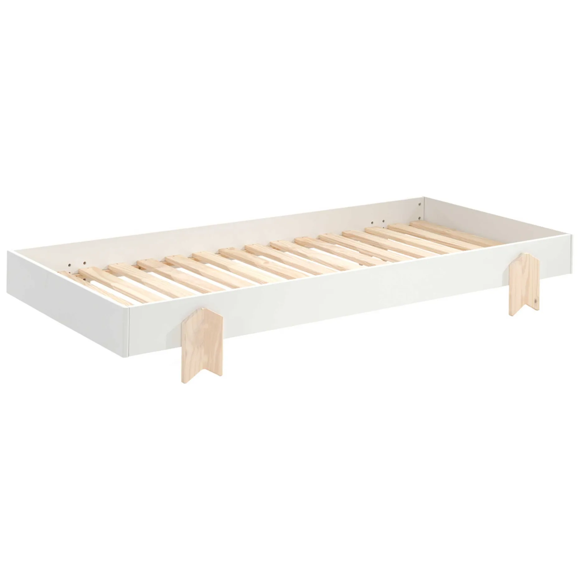 Kinderbett Modulo arrow 90x200 stapelbar - weiß/Kieferholz