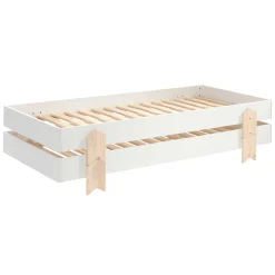 Kinderbett Modulo arrow 90x200 stapelbar 2er Set weiß/Kieferholz