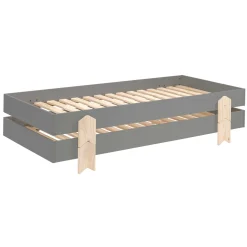 Kinderbett Modulo arrow 90x200 stapelbar 2er-Set - anthrazit/Kieferholz