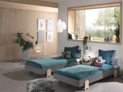 Kinderbett Modulo arrow 90x200 stapelbar 2er-Set - anthrazit/Kieferholz