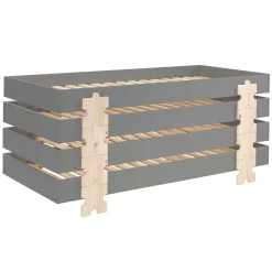 Kinderbett Modulo Puzzle 90x200 stapelbar 4er-Set - anthrazit/Kiefer