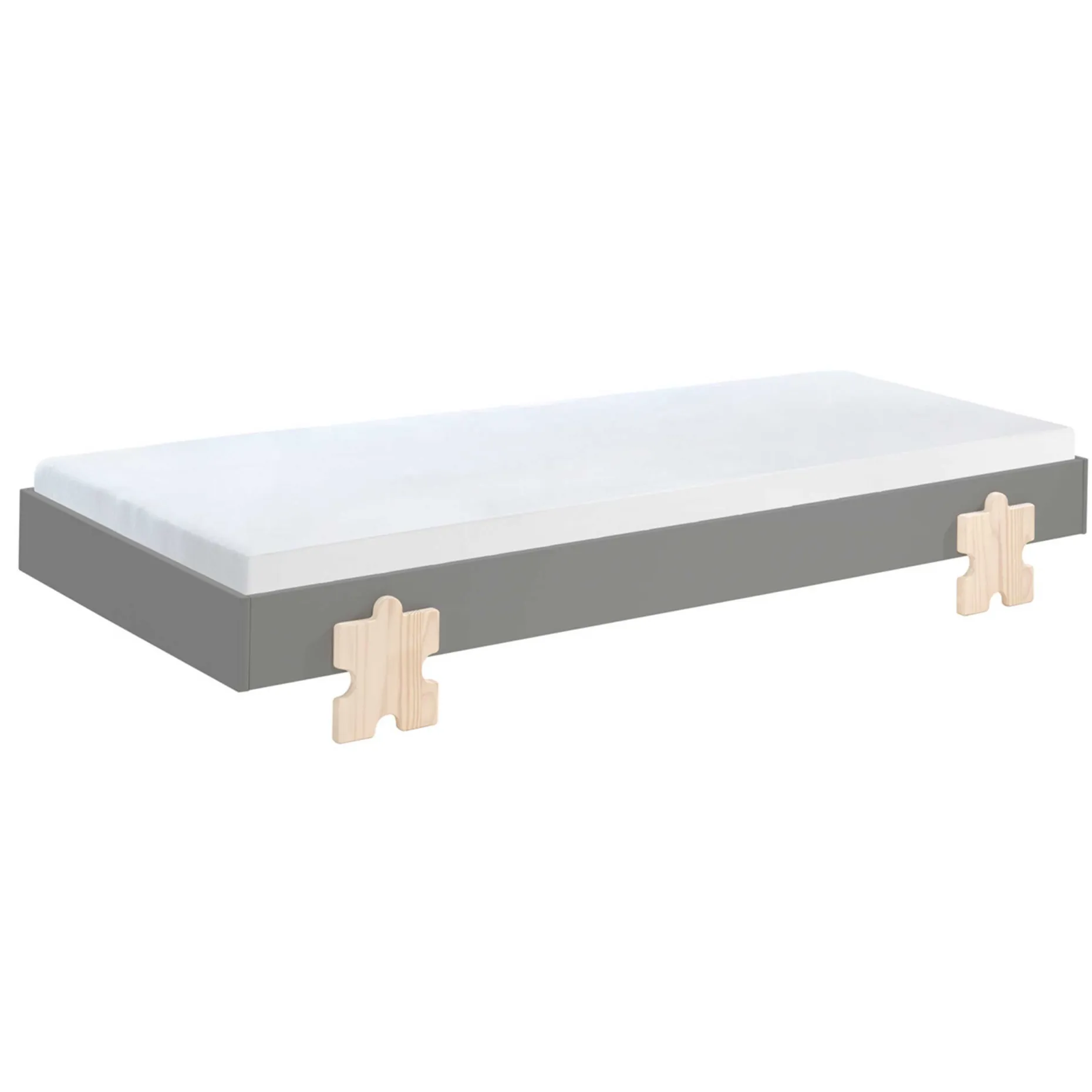 Kinderbett Modulo Puzzle 90x200 stapelbar 4er-Set - anthrazit/Kiefer