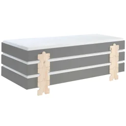 Kinderbett Modulo Puzzle 90x200 stapelbar 3er Set - anthrazit/Kiefer