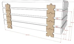 Kinderbett Modulo Puzzle 90x200 stapelbar 3er Set - anthrazit/Kiefer