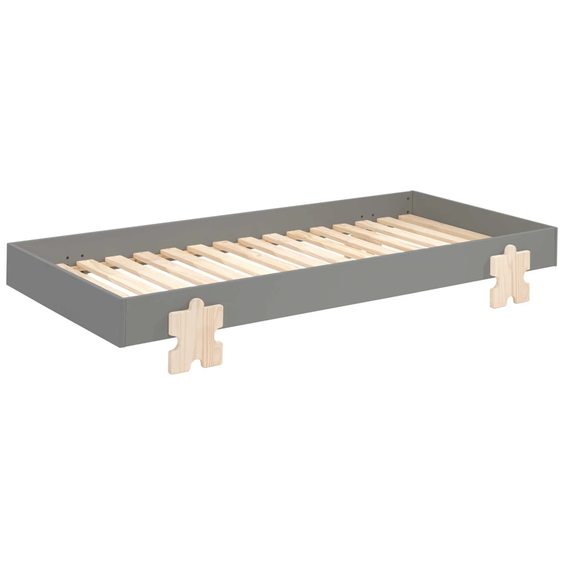 Kinderbett Modulo Puzzle 90x200 stapelbar 3er Set - anthrazit/Kiefer