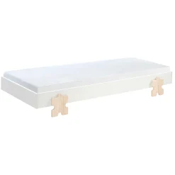 Kinderbett Modulo Puzzle 90x200 stapelbar 2er-Set - weiß/Kieferholz