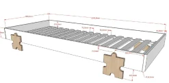 Kinderbett Modulo Puzzle 90x200 stapelbar 2er-Set - anthrazit/Kiefer