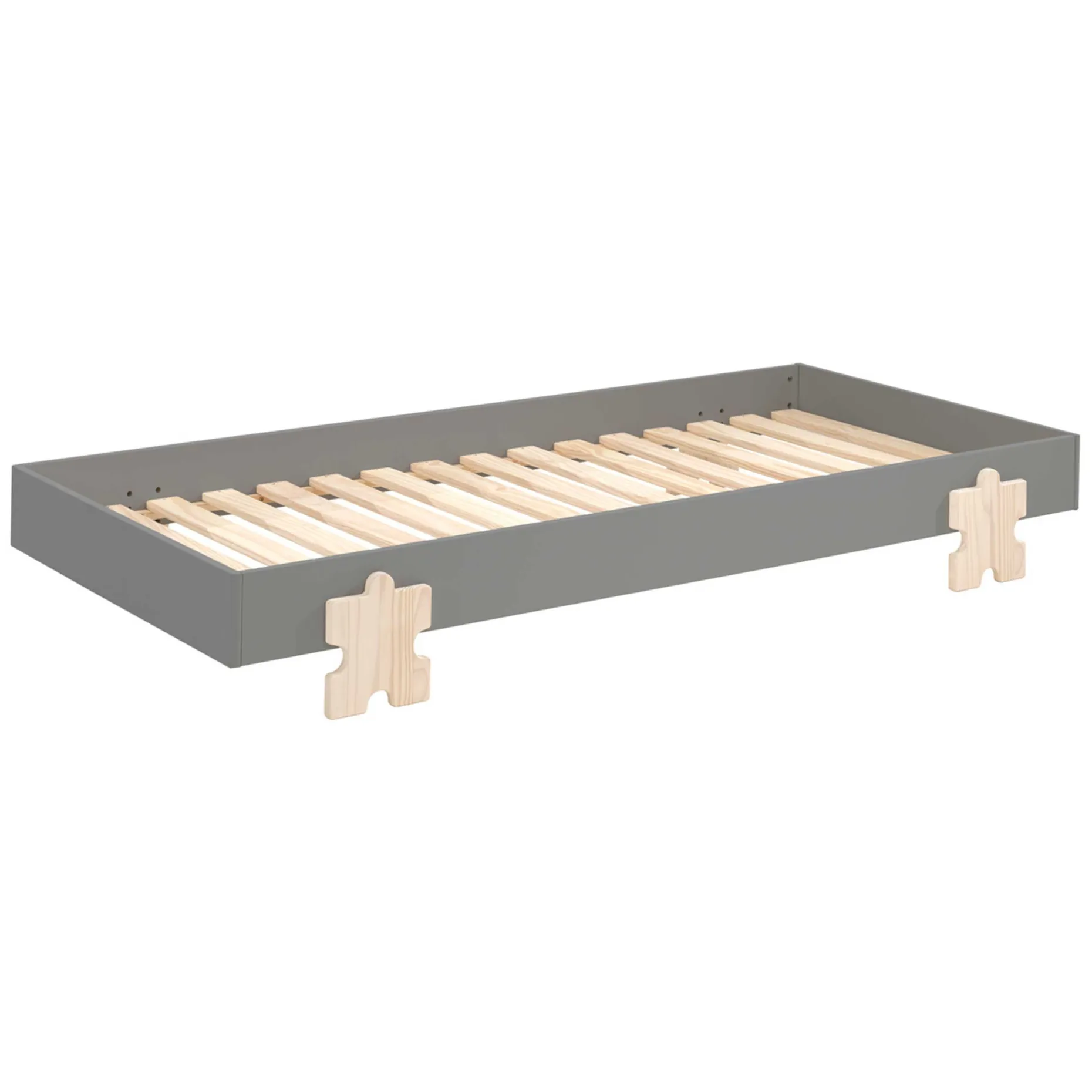 Kinderbett Modulo Puzzle 90x200 stapelbar 2er-Set - anthrazit/Kiefer