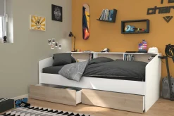 Kinderbett Sleep 90x200cm mit Bettkästen - weiß/Eiche Dekor