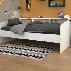 Kinderbett Sleep 90x200cm mit Stauraum - weiß/Eiche Dekor