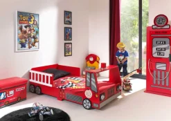 Kinderbett (70x140cm) Feuerwehr - mit LED-Beleuchtung - rot
