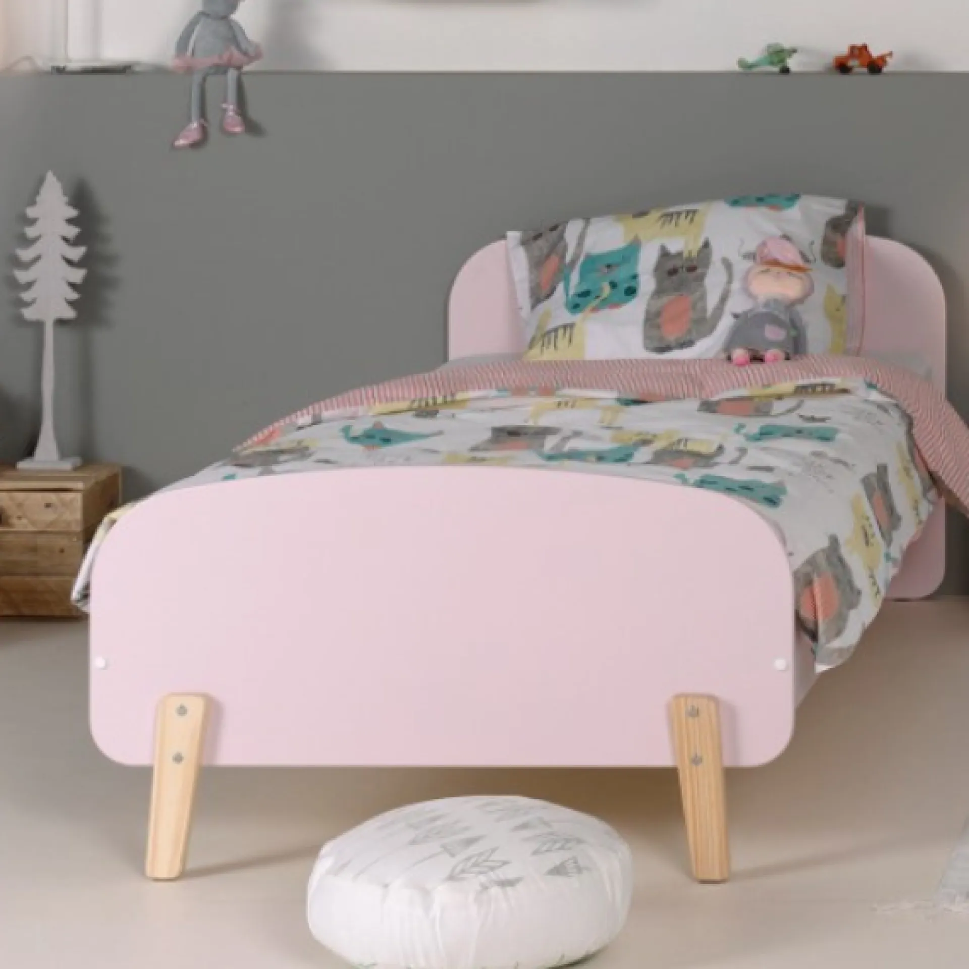 Kinder Vipack Kinderbett 90x200 cm mit Lattenrost und Nachttisch Kiddy-pink