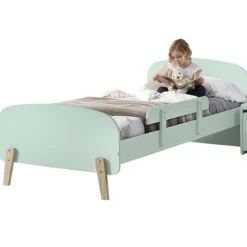 Kinderbett 90x200 mit Bettgitter - mintgrün