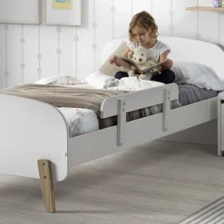 Kinderbett 90x200 mit Bettgitter - weiß