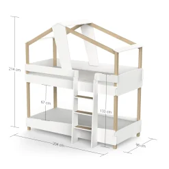 Kinder-Etagenbett Timber | 200 x 112,3 x 206 cm | Weiß
