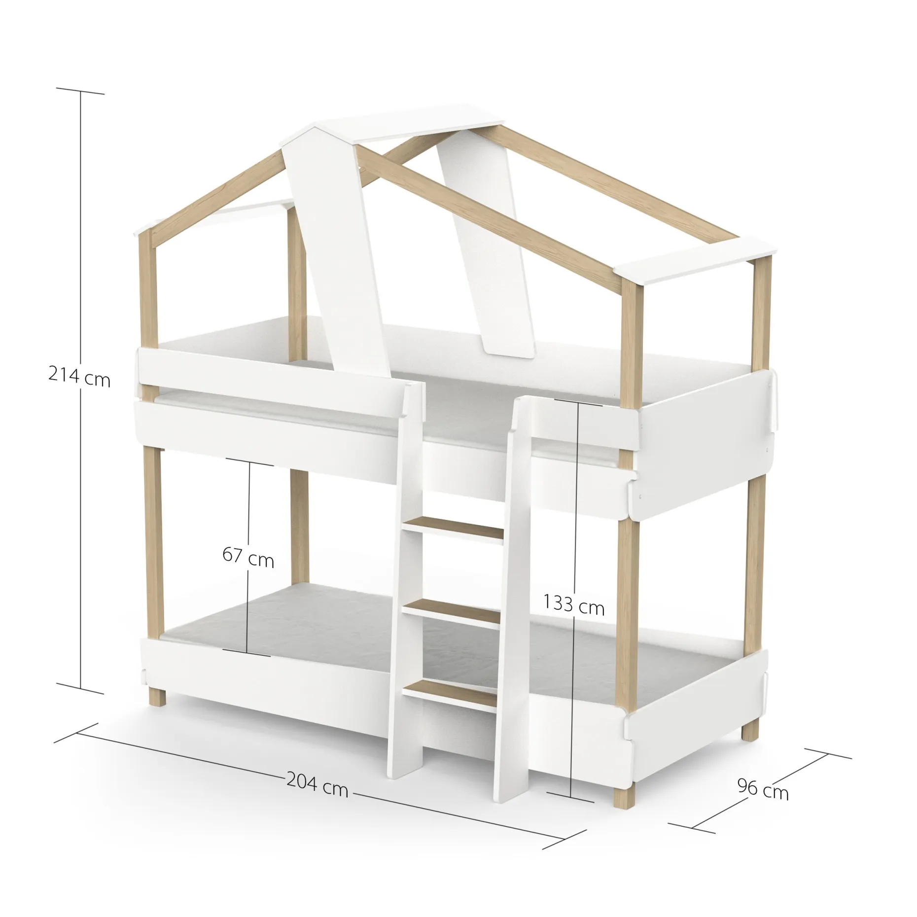 Kinder-Etagenbett Timber | 200 x 112,3 x 206 cm | Weiß
