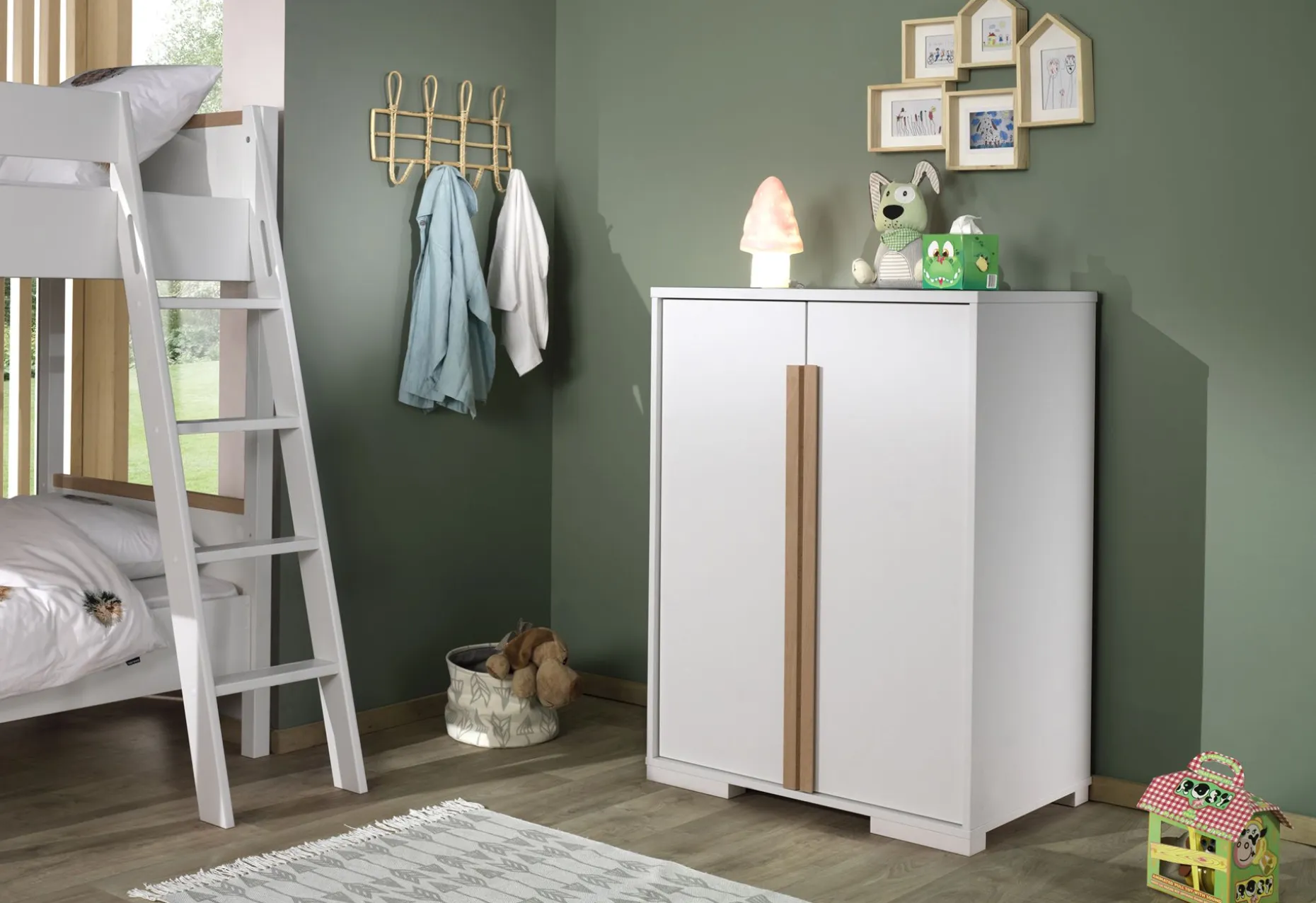 Kinderkleiderschrank London 98x56x116cm - weiß
