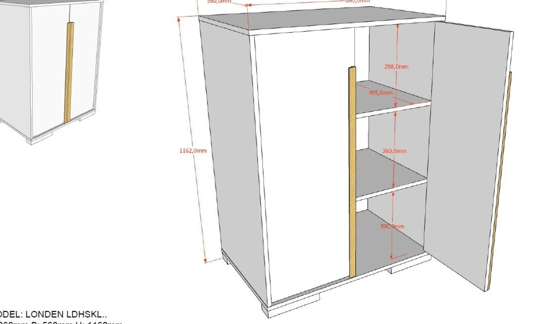 Kinderkleiderschrank London 98x56x116cm - anthrazit