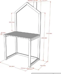 Kinder Vipack Kinderschreibtisch Dallas - 81x50x151 cm -