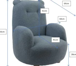 Kinder Vipack Kindersessel Rocky Bär - 60x57x67,5cm - Bouclé Stoff