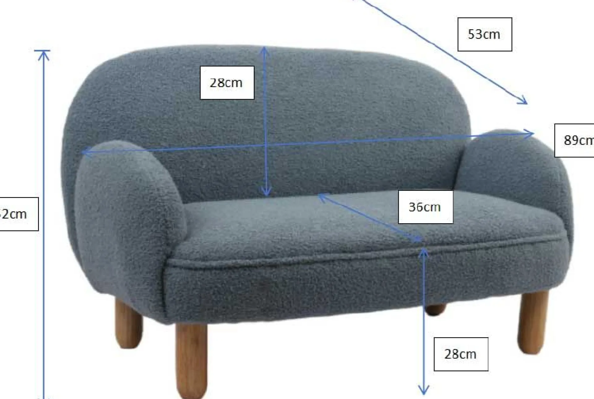 Kinder Vipack Kindersofa Rocky - 89x54x45cm - Bouclé-Stoff