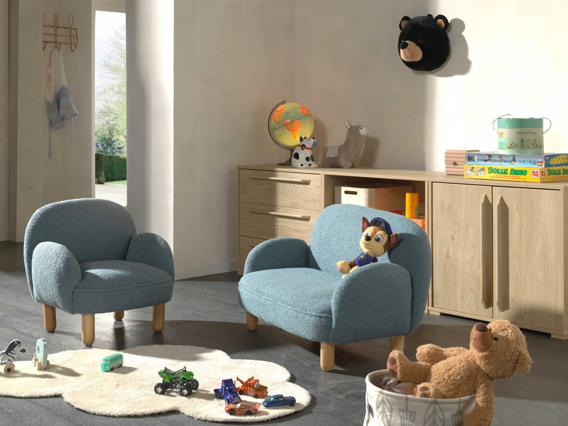 Kinder Vipack Kindersofa Rocky - 89x54x45cm - er Bouclé-Stoff