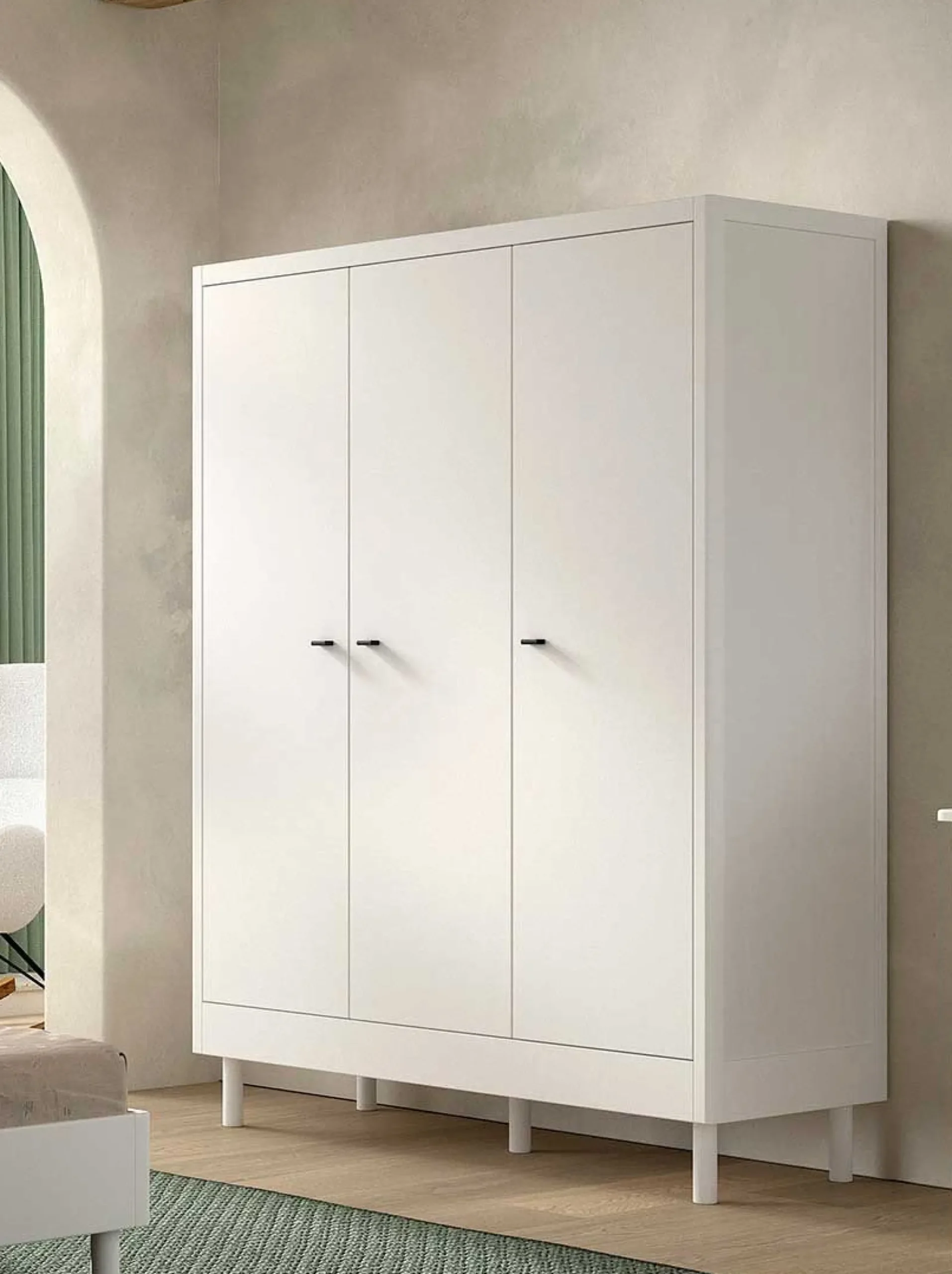 Kinder Vipack Kinderzimmer Forrest: Nachttisch, Bett 90x200, Kleiderschrank, Schreibtisch - buche