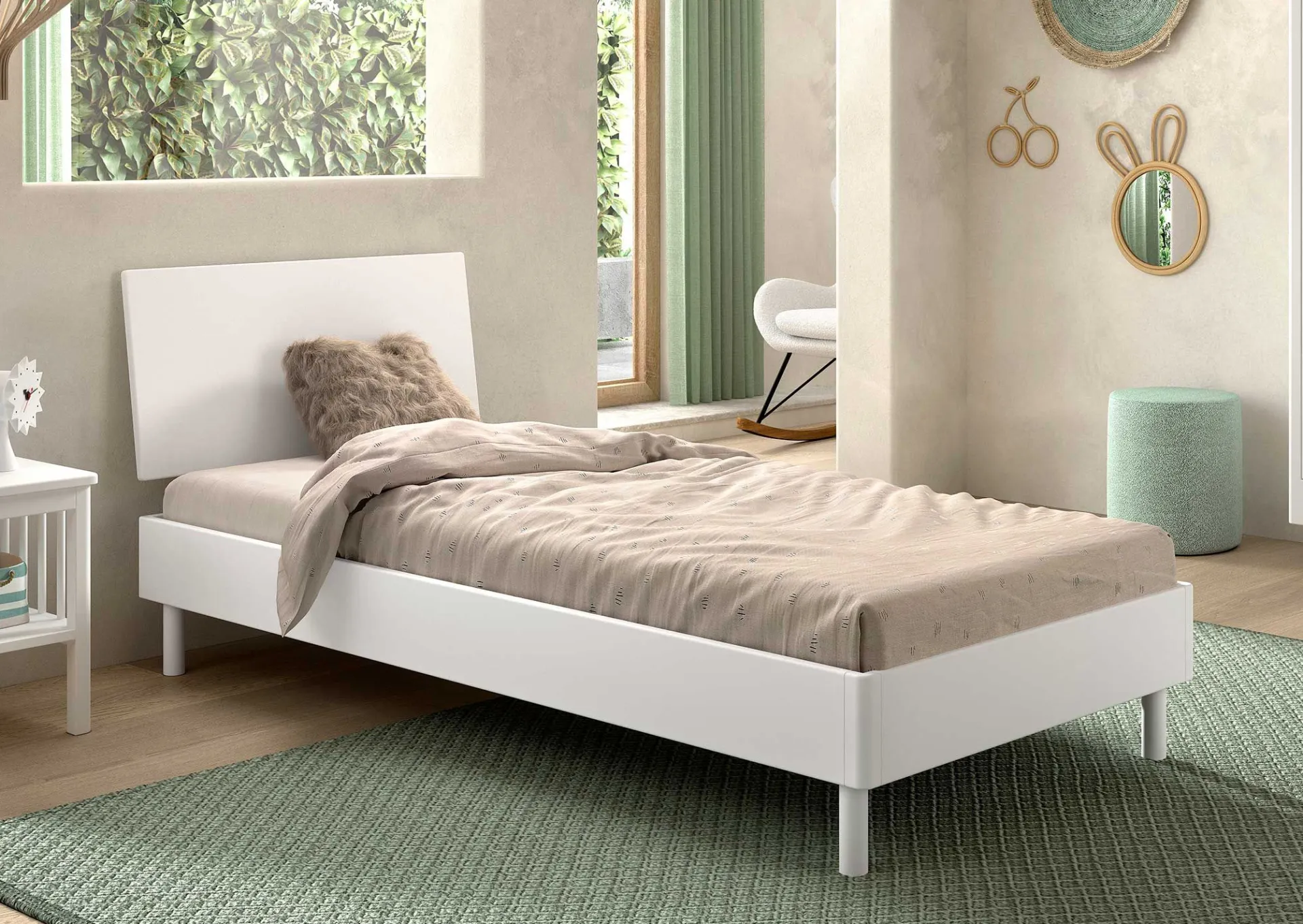 Kinder Vipack Kinderzimmer Forrest: Nachttisch, Bett 90x200, Kleiderschrank, Schreibtisch - buche