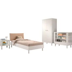 Kinder Vipack Kinderzimmer Forrest: Nachttisch, Bett 90x200, Kleiderschrank, Regal - buche