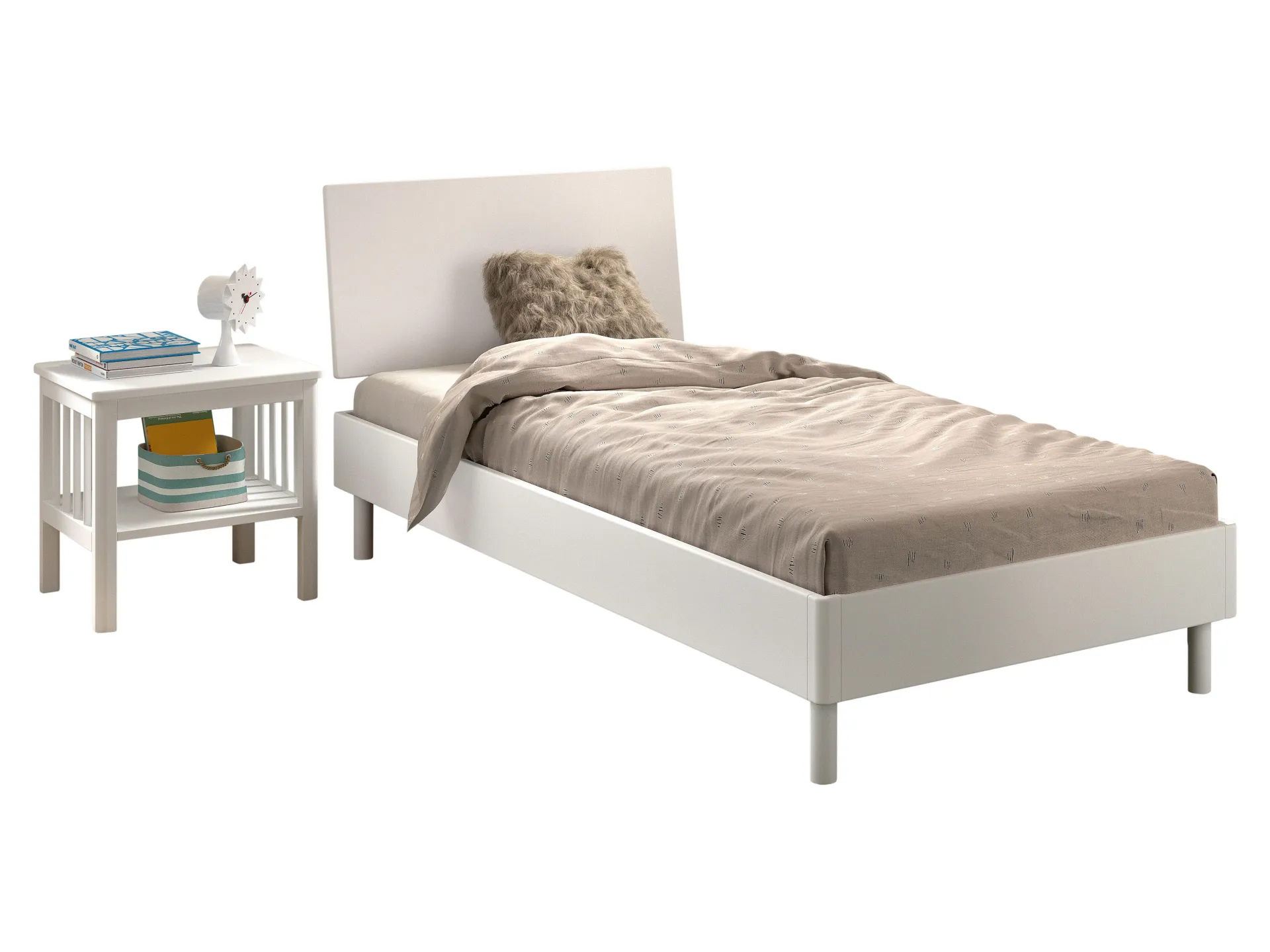 Kinder Vipack Kinderzimmer Forrest: Nachttisch, Bett 90x200 - buche