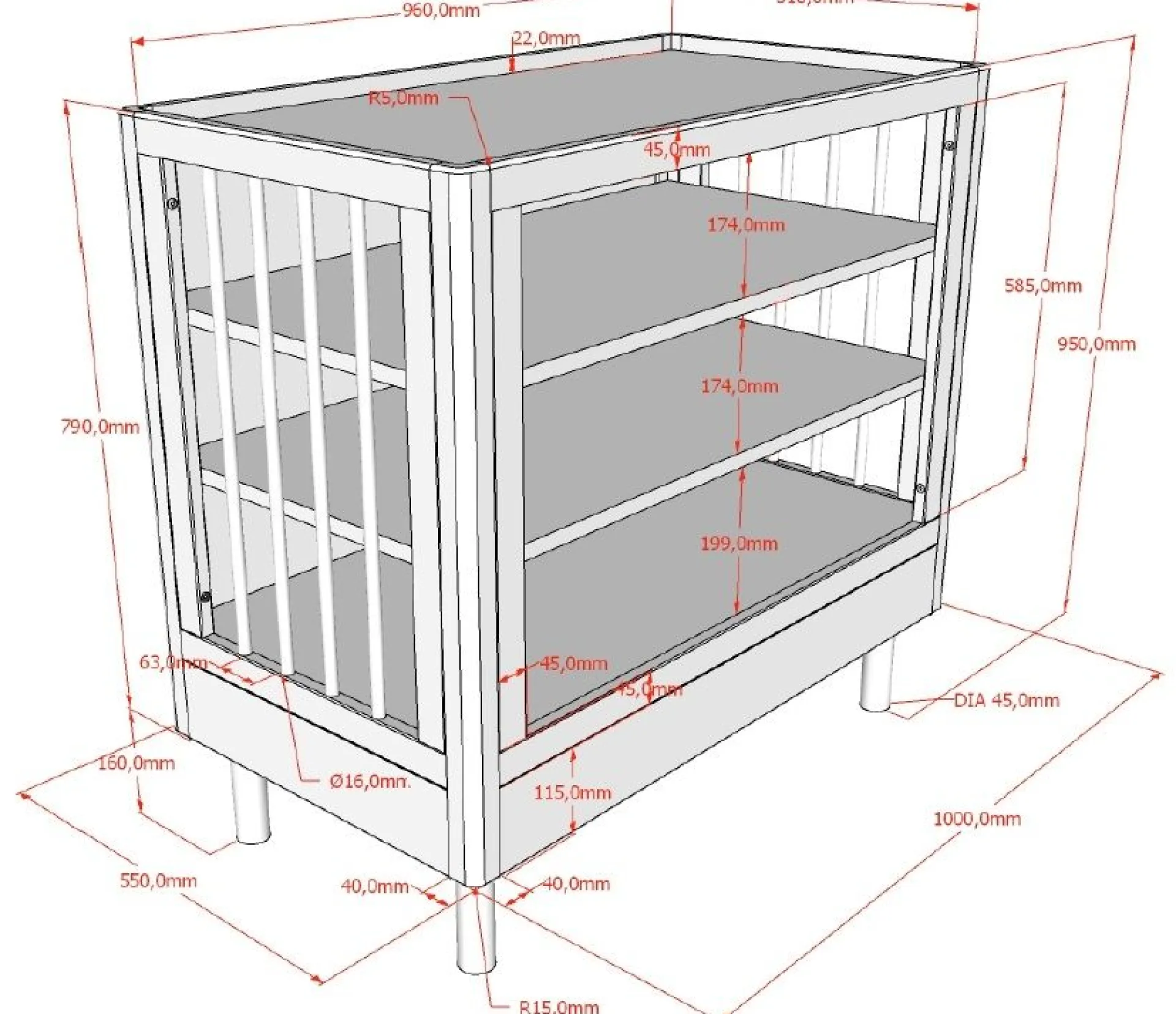 Kinder Vipack Kinderzimmer Forrest: Nachttisch, Bett 90x200, Kleiderschrank, Regal - buche