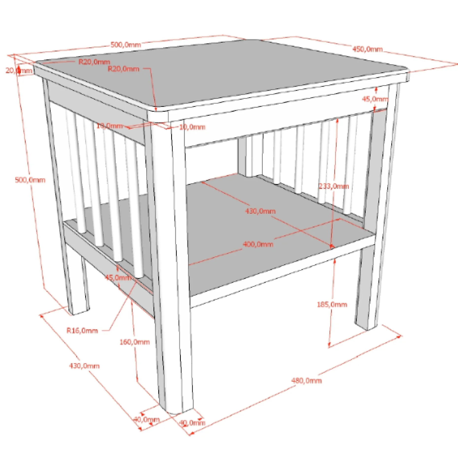 Kinderzimmer Forrest: Nachttisch, Bett 90x200 - Weißbuche