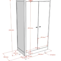 Kinderzimmer Forrest: Nachttisch, Bett 90x200, Kleiderschrank, Kommode - Weißbuche