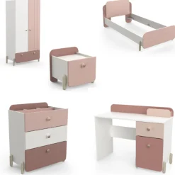 Kinder CBA Kinderzimmer Janne: Bett 90x190cm, Nachttisch, Kommode, Kleiderschrank, Schreibtisch - /weiss