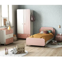 Kinder CBA Kinderzimmer Janne: Bett 90x200cm, Nachttisch, Kommode, Kleiderschrank - /weiß