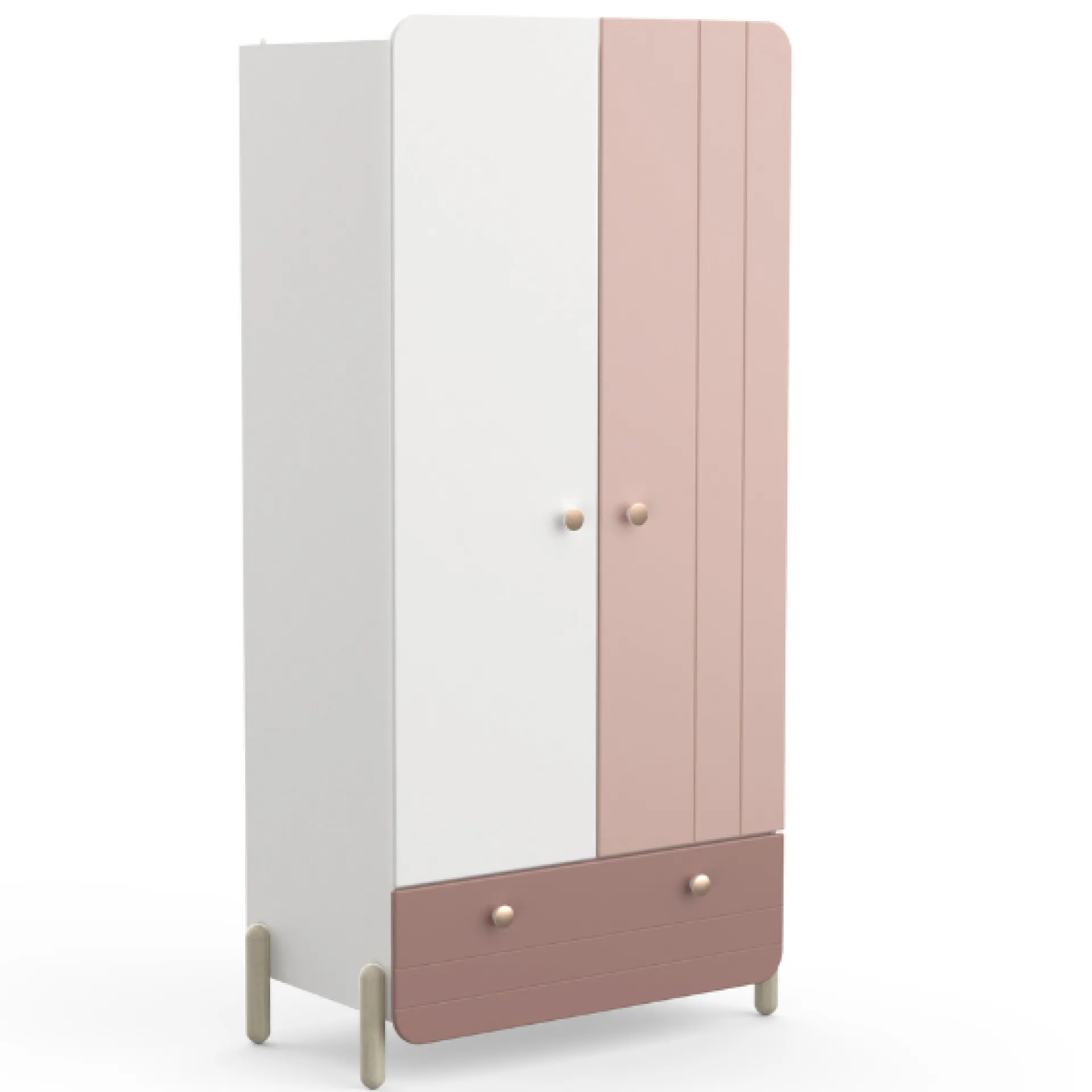 Kinder CBA Kinderzimmer Janne: Bett 90x200cm, Nachttisch, Kommode, Kleiderschrank - /weiß