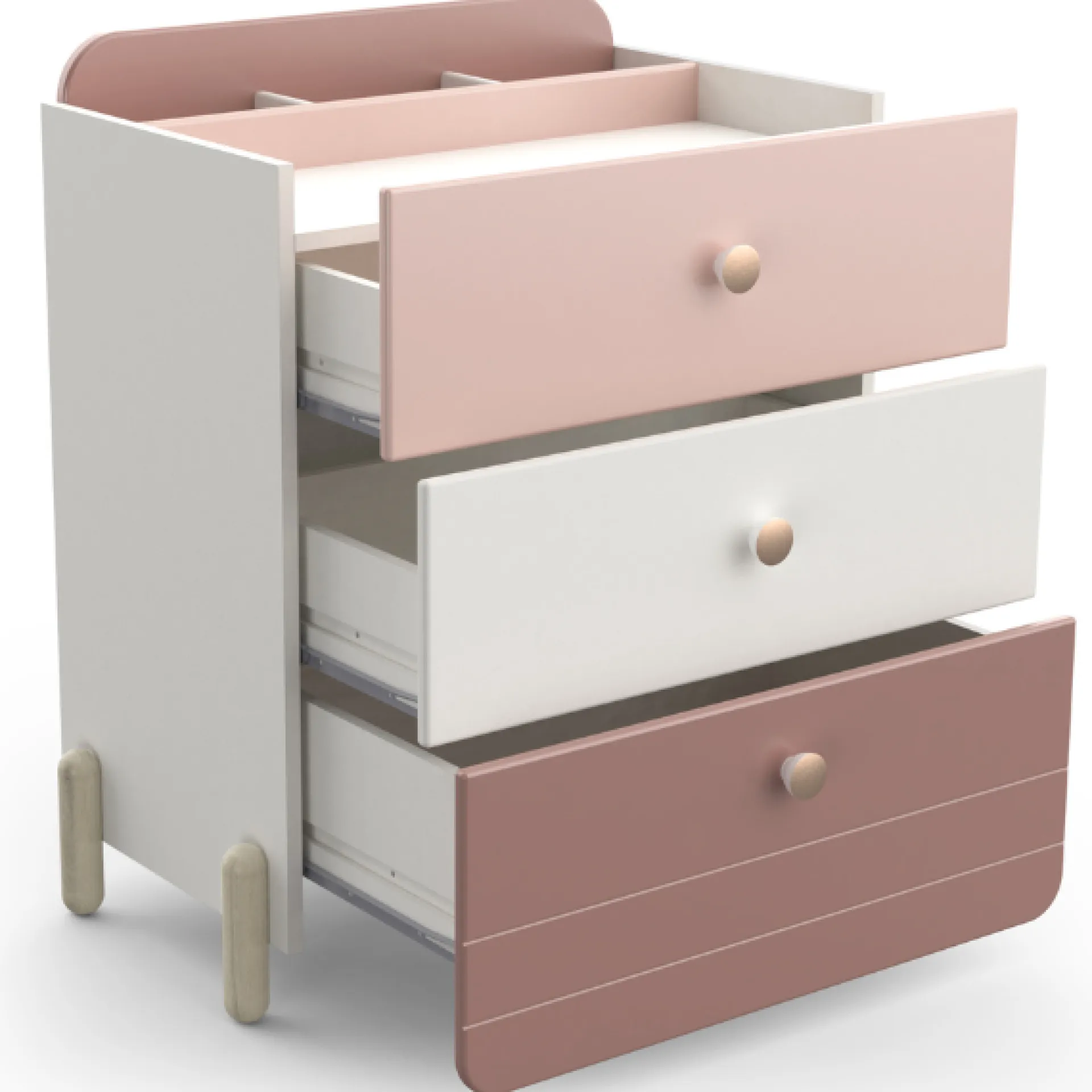 Kinder CBA Kinderzimmer Janne: Bett 90x200cm, Nachttisch, Kommode, Kleiderschrank - /weiß