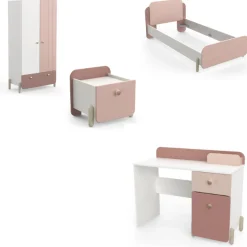 Kinder CBA Kinderzimmer Janne: Bett 90x190cm, Nachttisch, Kleiderschrank, Schreibtisch - /weiss