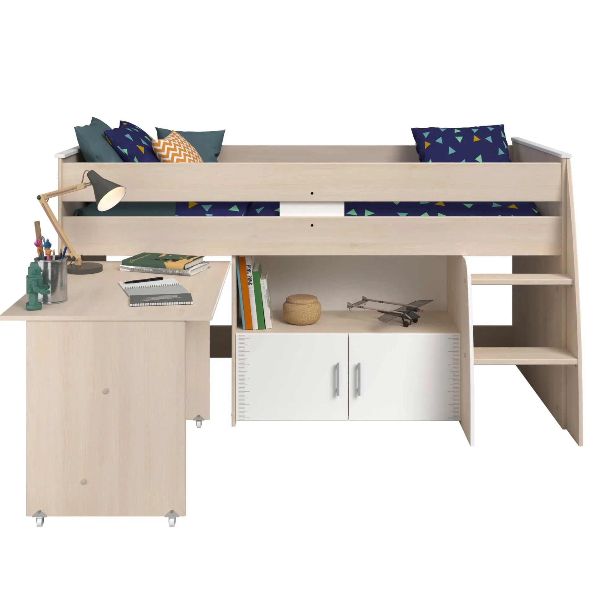 Kinder Parisot Kinderzimmerkombination Charly 90x200 | Halbhohes Bett und Kleiderschrank