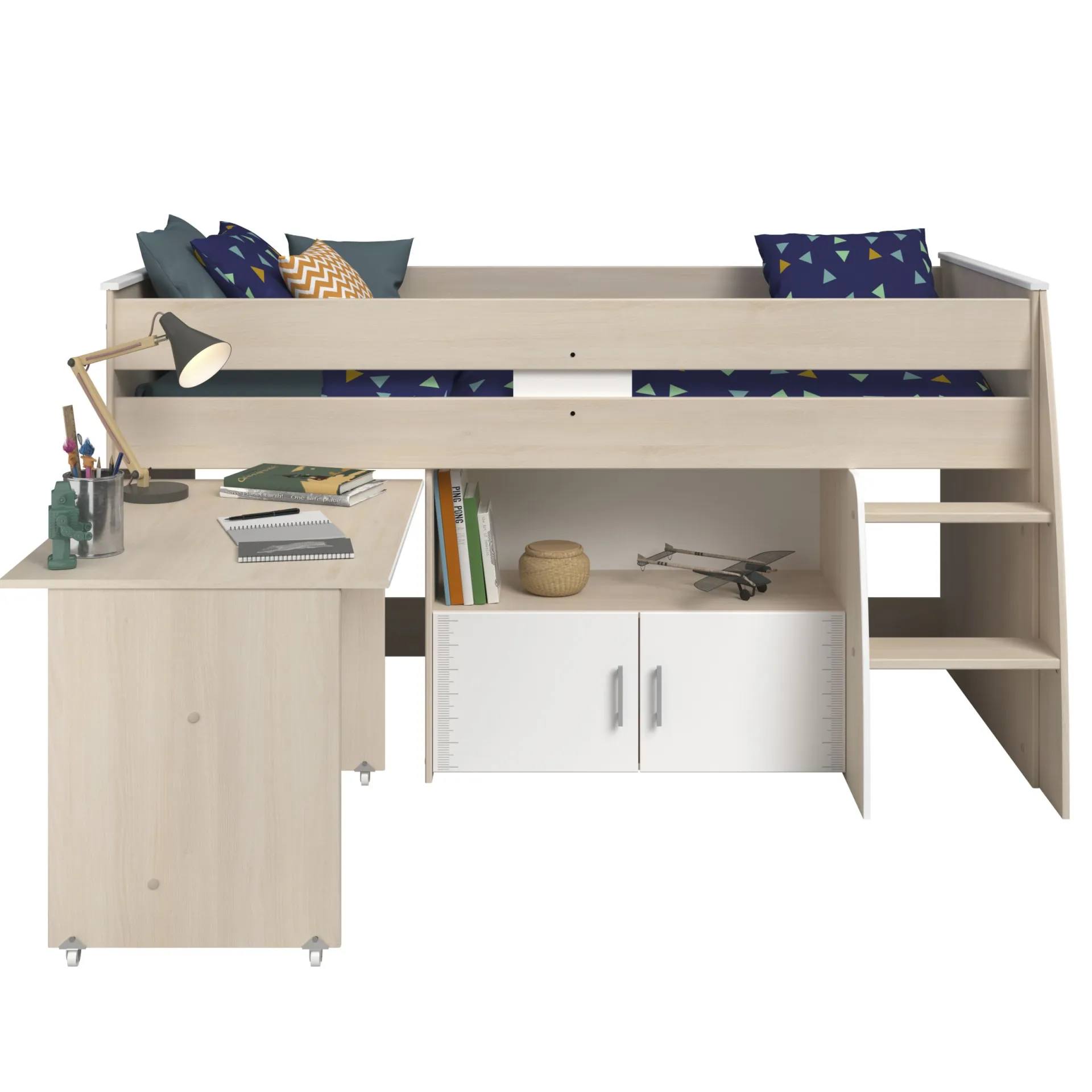 Kinder Parisot Kinderzimmerkombination Charly 90x200 | Halbhohes Bett und Kleiderschrank