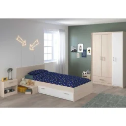 Kinder Parisot Kinderzimmerkombination Charly 90x200 | Kinderbett, Nachttisch, Kleiderschrank