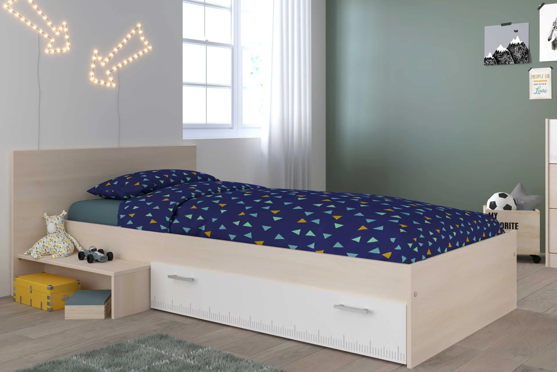 Kinder Parisot Kinderzimmerkombination Charly 90x200 | Kinderbett, Nachttisch, Kleiderschrank