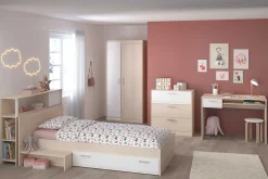 Kinder Parisot Kinderzimmerkombination Charly 90x190 | Kinderbett, Rückenteil, Kleiderschrank, Kommode, Schreibtisch