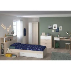 Kinder Parisot Kinderzimmerkombination Charly 90x190 | Kinderbett, Rückenteil, Kleiderschrank, Kommode, Schreibtisch